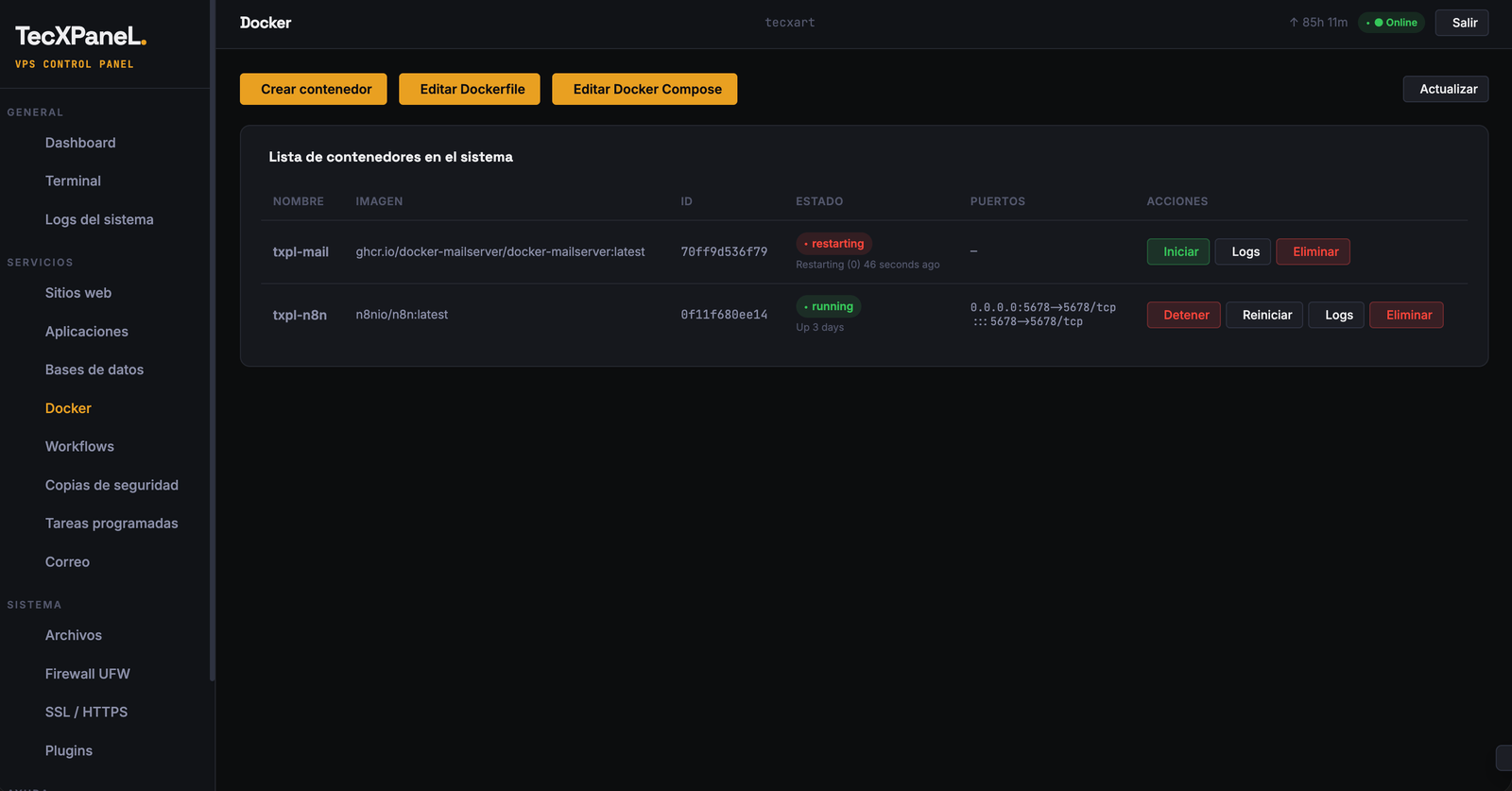 Gestión de contenedores Docker